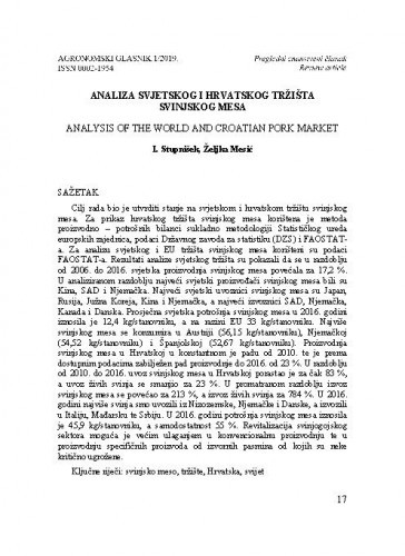 Analiza svjetskog i hrvatskog tržišta svinjskog mesa = Analysis of the world and Croatian pork market / Ivan Stupnišek, Željka Mesić.
