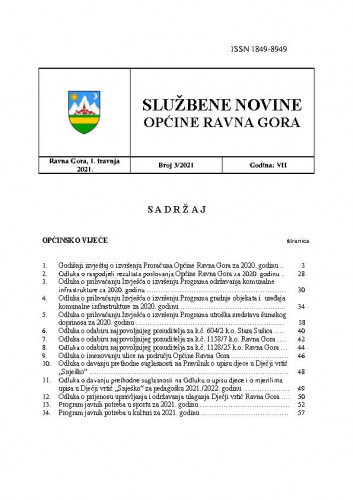 Službene novine Općine Ravna Gora : službeno glasilo Općine Ravna Gora : 7,3(2021) / glavni urednik Mišel Šćuka.