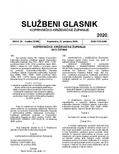 Službeni glasnik Koprivničko-križevačke županije : 28,29(2020) / glavni i odgovorni urednik Marina Horvat.