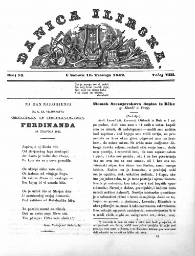 Danica ilirska : 8,16(1842) / učrednik Ljudevit Gaj.