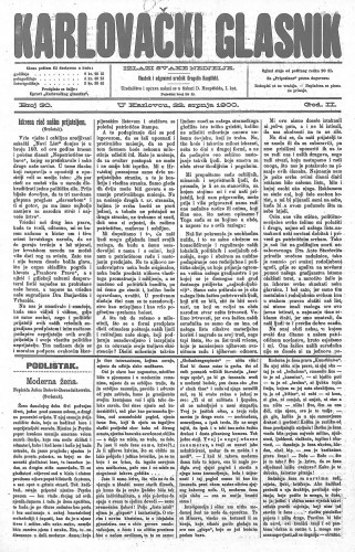 Karlovački glasnik : 2,30(1900) / odgovorni urednik Dragutin Hauptfeld.