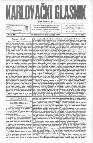 Karlovački glasnik : lokalni list : 3,25(1901) / odgovorni urednik Dragutin Hauptfeld.