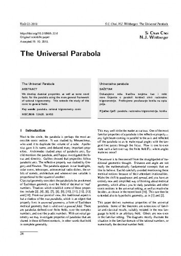 The universal parabola /Si Chun Choi, Norman Wildberger.