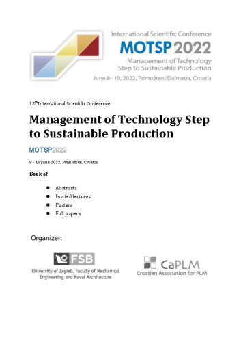 Management of technology - Step to sustainable production : 13(2022) /  editor-in-chief Tomislav Stipančić