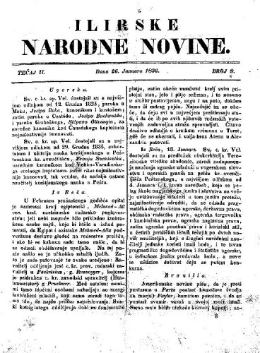 Ilirske narodne novine : 2,8(1836)   / [urednik Ljudevit Gaj].