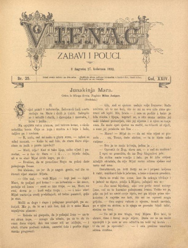 Vienac : zabavi i pouci. : 24,35(1892) / uredjuju V. Klaić i M. Maravić.