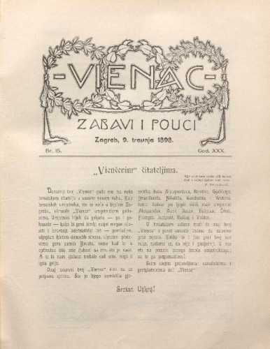 Vienac : zabavi i pouci. : 30,15(1898) / uredjuje Bartol Inhof.