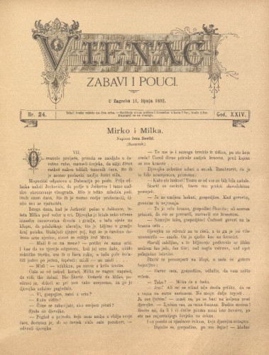 Vienac : zabavi i pouci. : 24,24(1892) / uredjuju V. Klaić i M. Maravić.
