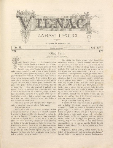 Vienac : zabavi i pouci. : 14,33(1882) / urednik Fran Folnegović.