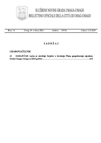 Službene novine grada Umaga  : Gazzetta ufficiale della città di Umago : 31,14(2024)