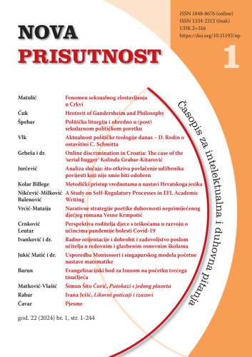 Nova prisutnost : časopis za intelektualna i duhovna pitanja : 22,1(2024) / glavna i odgovorna urednica, editor-in-chief Katica Knezović.