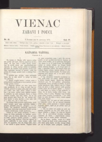 Vienac : zabavi i pouci. : 4,42(1872) / urednik Franjo Marković.