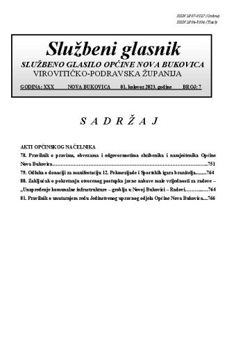 Službeni glasnik  : službeno glasilo Općine Nova Bukovica : 30,7(2023) / Općina Nova Bukovica ; odgovorni urednik Irena Stipanović.
