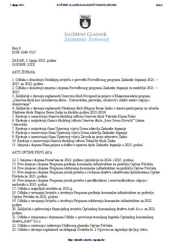 Službeni glasnik Zadarske županije : 30,8(2023)