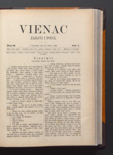 Vienac : zabavi i pouci. : 1,36(1869) / urednik Gjuro Deželić.