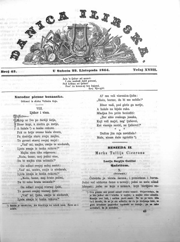 Danica ilirska : 18,43(1864)  / urednik Ljudevit Gaj.