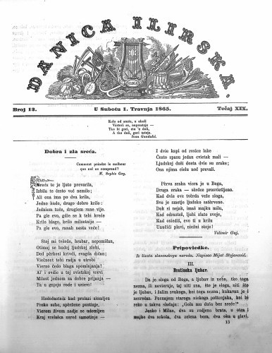 Danica ilirska : 19,13(1865)  / urednik Ljudevit Gaj.