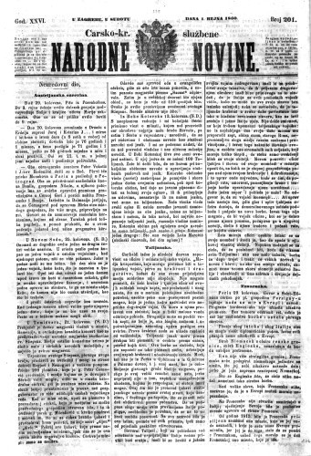 Carsko-kr. službene narodne novine : 26,201(1860)  / odgovorni učrednik Dr. Demeter.