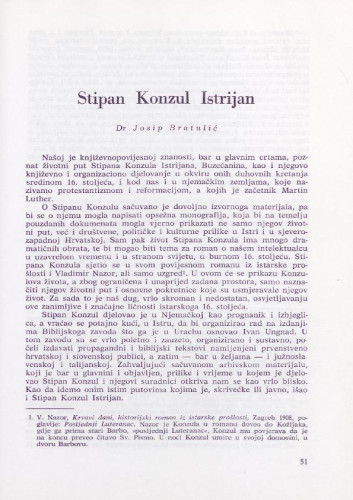 Stipan Konzul Istrijan /Josip Bratulić