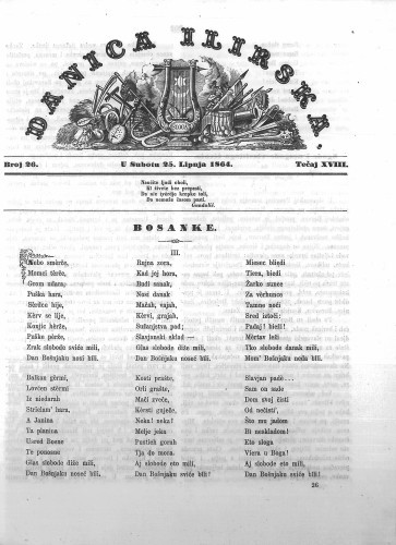 Danica ilirska : 18,26(1864)  / urednik Ljudevit Gaj.