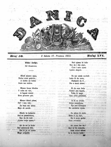 Danica : 16,50(1853)  / učrednik Ljudevit Gaj.
