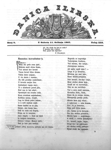 Danica ilirska : 21,9(1867)  / urednik Ljudevit Gaj.