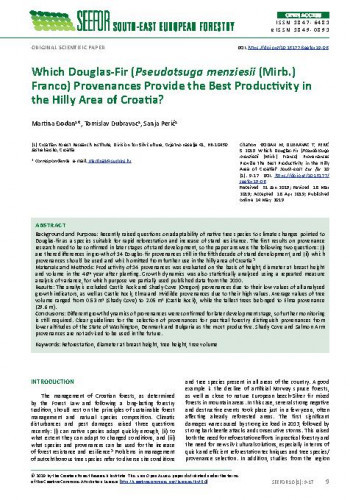 Which Douglas-fir (Pseudotsuga menziesii (Mirb.) Franco) provenances provide the best productivity in the hilly area of Croatia?   / Martina Đodan, Tomislav Dubravac, Sanja Perić.