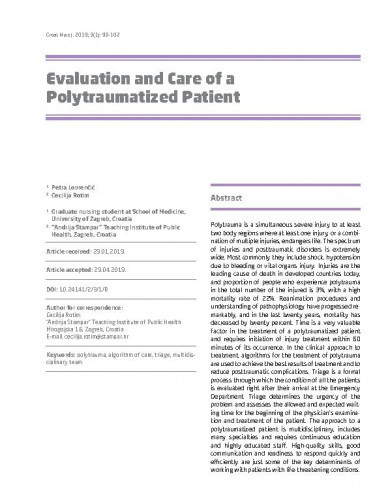 Evaluation and care of a polytraumatized patient / Petra Lovrenčić, Cecilija Rotim.