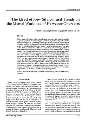 The effect of new silvicultural trends on mental workload of harvester operators / Raffaele Spinelli, Natascia Magagnotti, Eric R. Labelle.