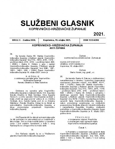 Službeni glasnik Koprivničko-križevačke županije : 29,5(2021) / glavni i odgovorni urednik Marina Horvat.