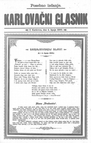 Karlovački glasnik : 2,23(1900) / odgovorni urednik Dragutin Hauptfeld.