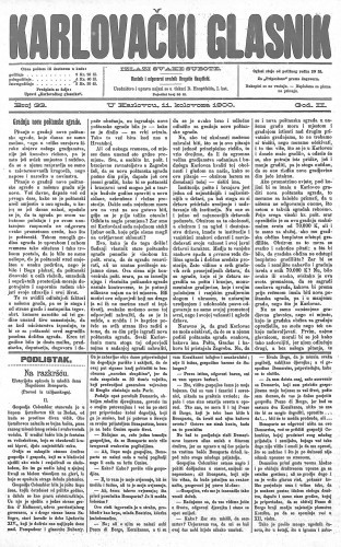 Karlovački glasnik : 2,33(1900) / odgovorni urednik Dragutin Hauptfeld.