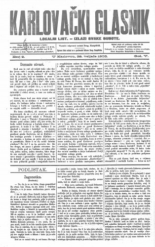 Karlovački glasnik : lokalni list : 5,9(1903) / odgovorni urednik Drag. Hauptfeld.