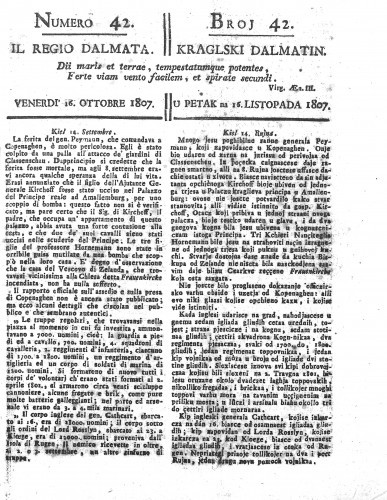 Il Regio Dalmata. = Kraglski Dalmatin. : 42(1807)