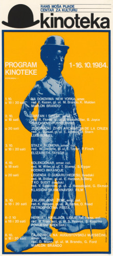 Program kinoteke 1 - 16. 10. 1984.   / design: R. [Ratko]. Petrić.