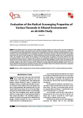 Evaluation of the radical-scavenging properties of various flavonols in ethanol environment : an ab initio study / Raluca Pop.