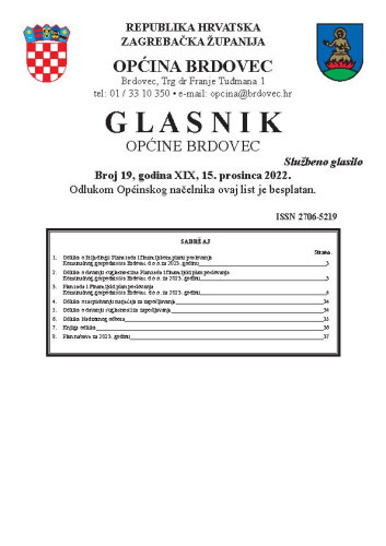 Glasnik Općine Brdovec : 19,19(2022)  / uredništvo Alen Prelec, Maja Coner i Daniel Bukovinski.