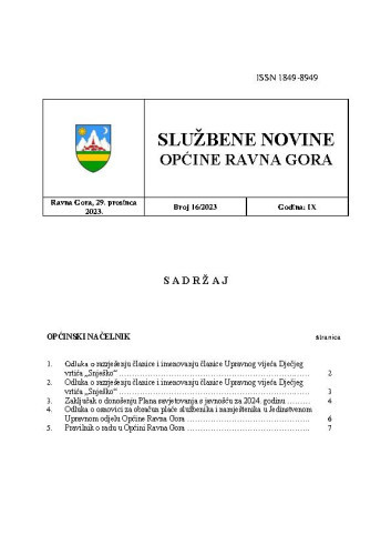 Službene novine Općine Ravna Gora  : službeno glasilo Općine Ravna Gora : 9,16(2023) / glavni urednik Mišel Šćuka.