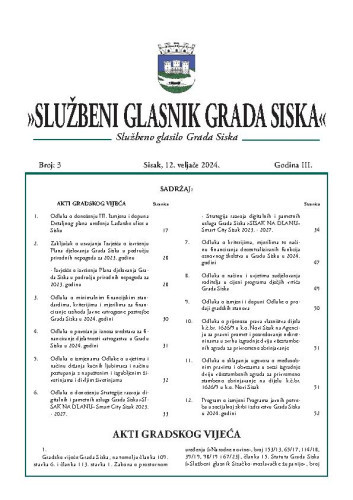 Službeni glasnik Grada Siska  : službeno glasilo Grada Siska : 3,3(2024) / uredništvo Gordana Karapandža Prica ... [et al.].