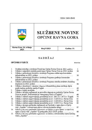 Službene novine Općine Ravna Gora  : službeno glasilo Općine Ravna Gora : 9,9(2023) / glavni urednik Mišel Šćuka.
