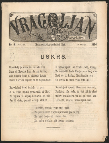Cenzura časopisa Vragoljan 1884/8 (spis)