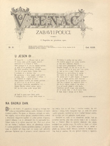 Vienac : zabavi i pouci. : 32,51(1900) / uredjuje Gjuro Arnold.