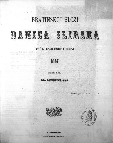 Danica ilirska : 21,1(1867)  / urednik Ljudevit Gaj.