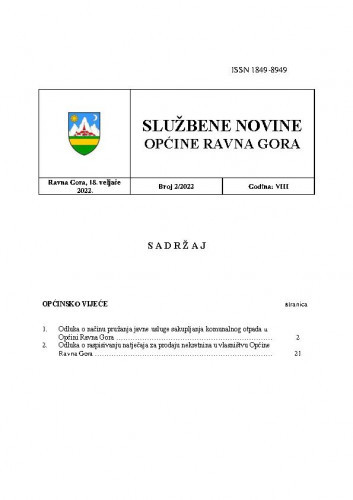 Službene novine Općine Ravna Gora : službeno glasilo Općine Ravna Gora : 8,2(2022) / glavni urednik Mišel Šćuka.