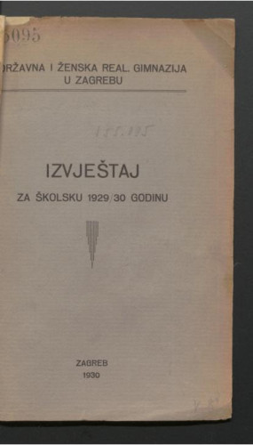 Izvještaj za školsku 1929/30 godinu : 30(1930). 