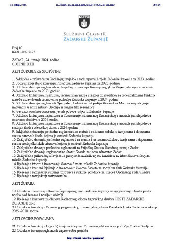 Službeni glasnik Zadarske županije : 31,10(2024)