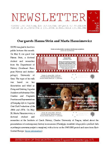 Newsletter : 91(2024)  / Centre for Cultural and Historical Research of Socialism = Centar za kultorološka i povijesna istraživanja socijalizma ; editors Igor Duda, Anita Buhin.
