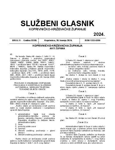 Službeni glasnik Koprivničko-križevačke županije : 32,9(2024)  / glavni i odgovorni urednik Ljubica Belobrk Flamaceta.