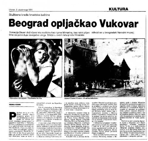 Beograd opljačkao Vukovar  / / Vesna Kusin