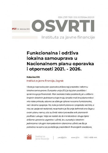 Osvrti Instituta za javne financije : 121(2021) / urednici Marijana Bađun i Ivica Urban.